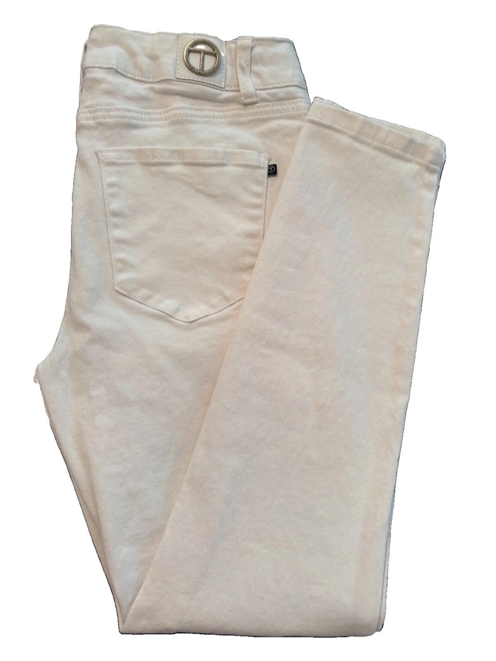 Tahari White Kelly Classic Skinny Jeans with 5 Pocket and Metal Logo Accent